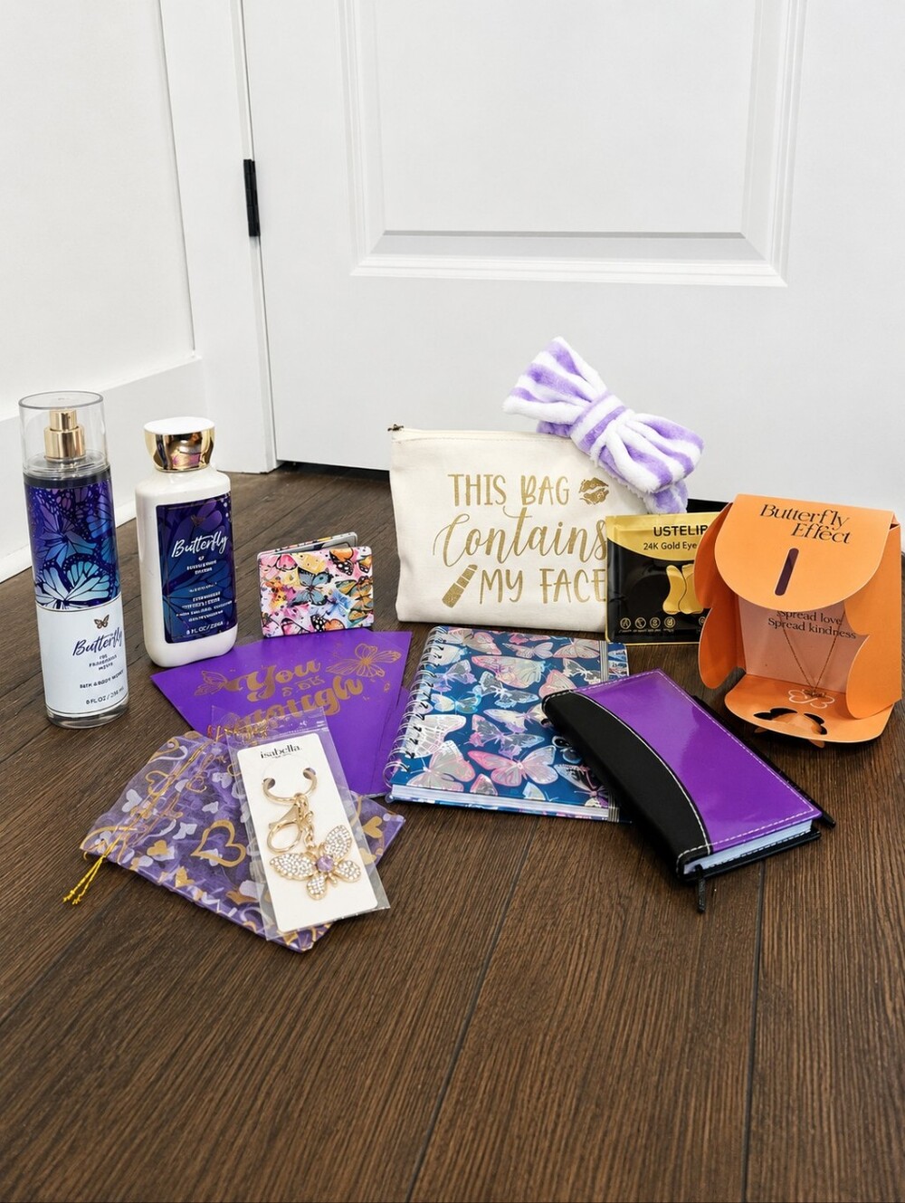 🦋 Butterfly Self-Care & Stationery Gift Bundle | Bath & Body Works + Jewelry